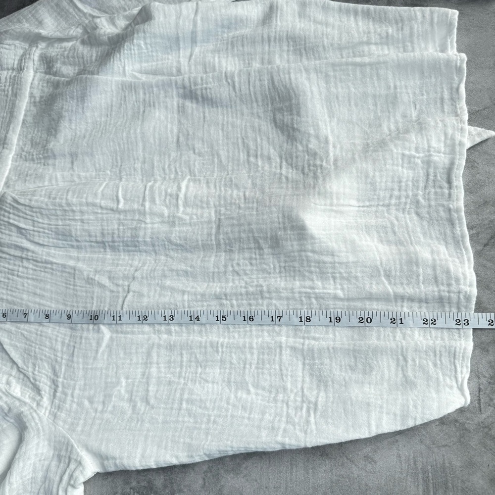 Beachlunchlounge Nox Crinkle Gauze Tie Front Button‎ Up Shirt White XS Casual - Picture 10 of 14